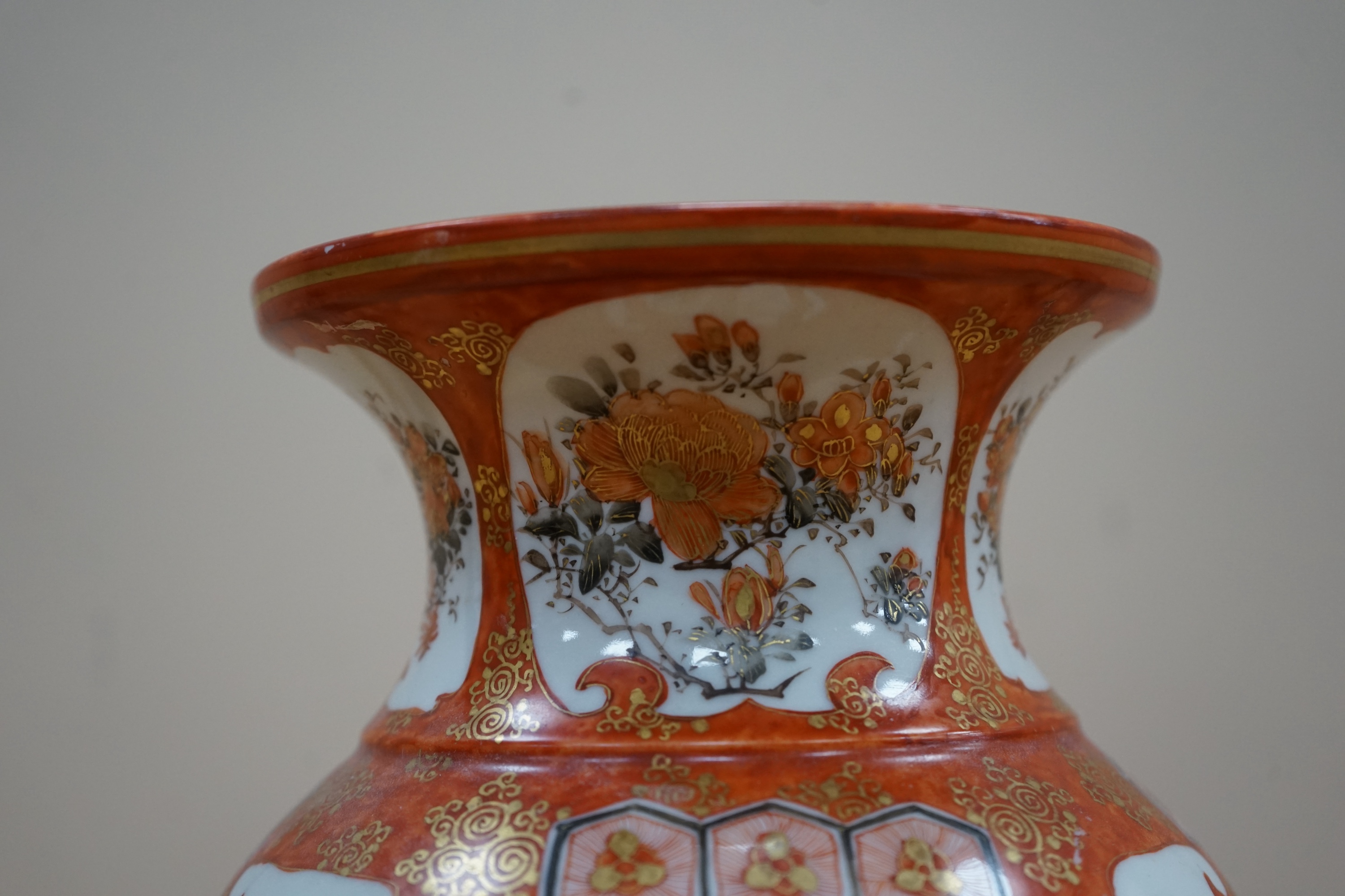 A Japanese Kutani vase ‘made by Watano’, Meiji period, 31cm. Condition - good